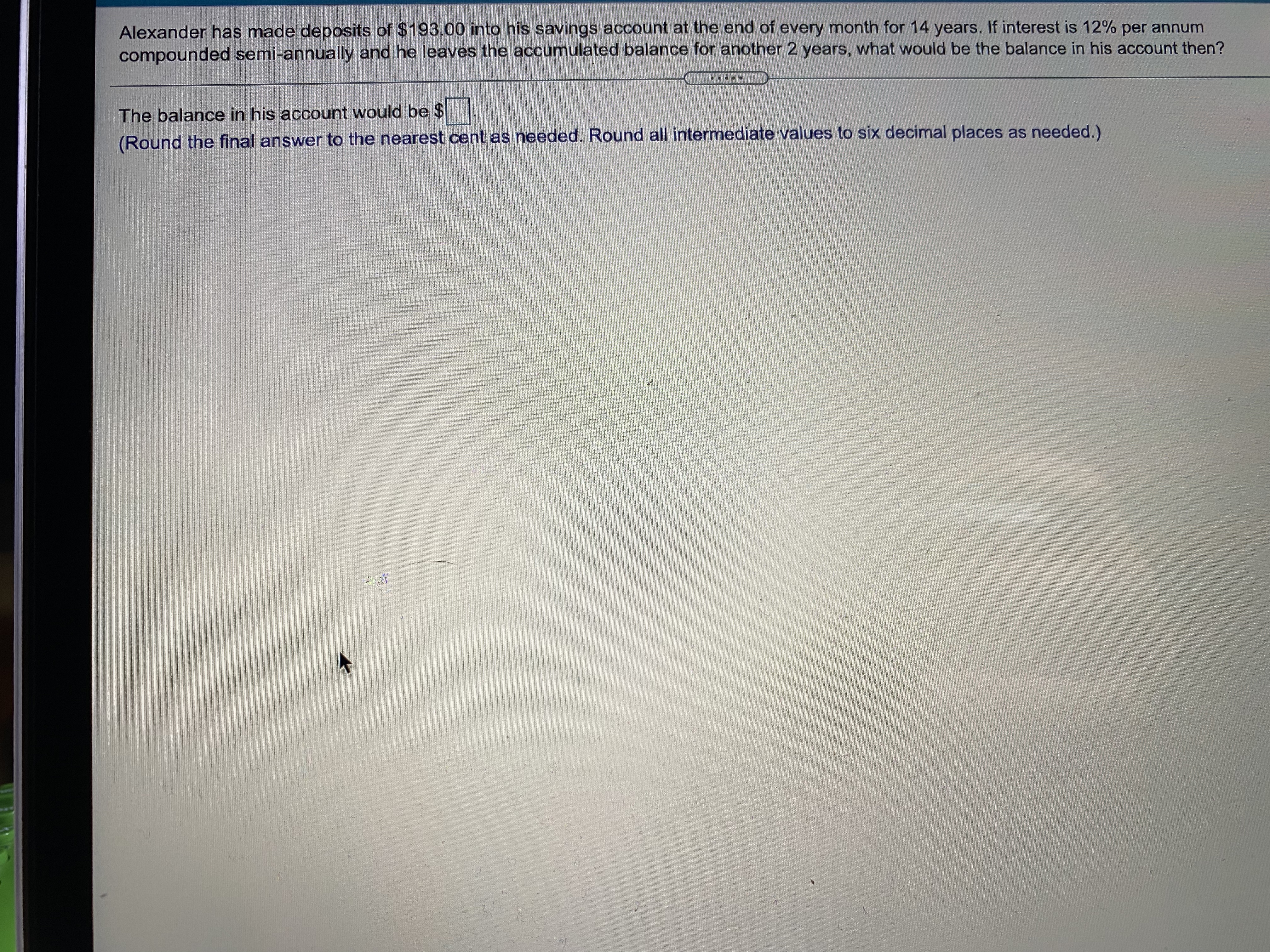 Mei Li invested $330 at the end of each quarter