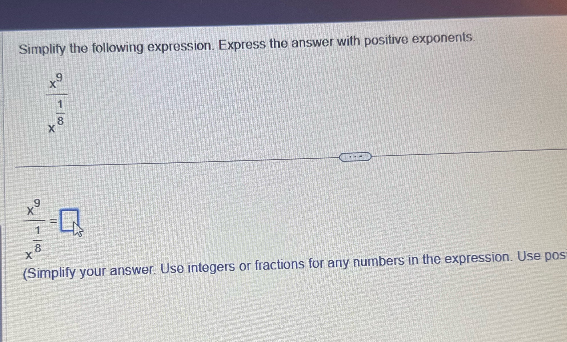 Simplify the following expression. Express the