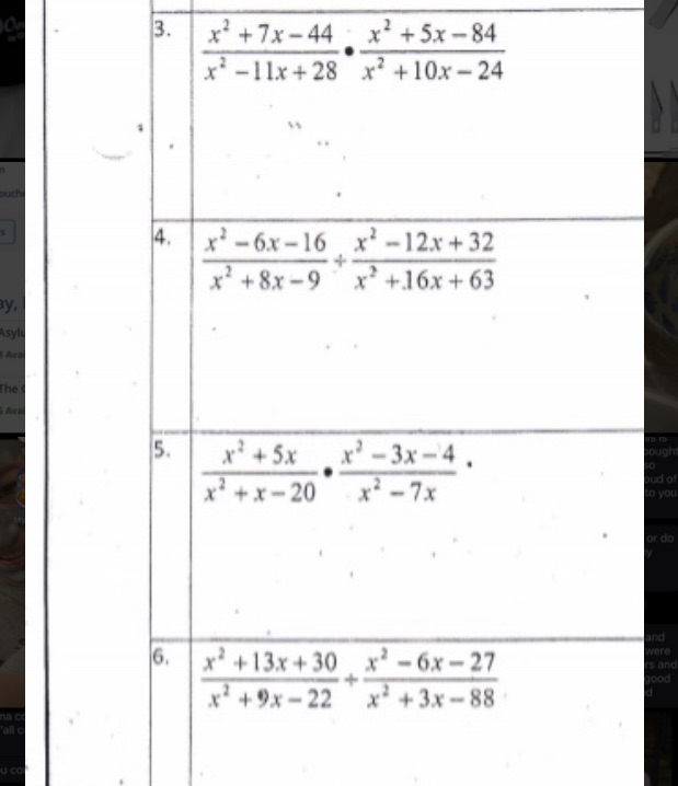 3. x' +7x -44 . x3+5x -84 x' - Ilx + 28