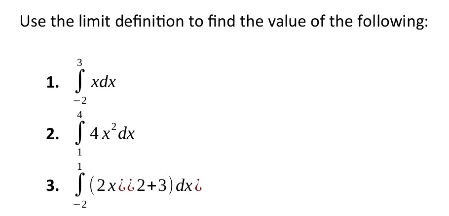 Use the limit definition to find the value of the