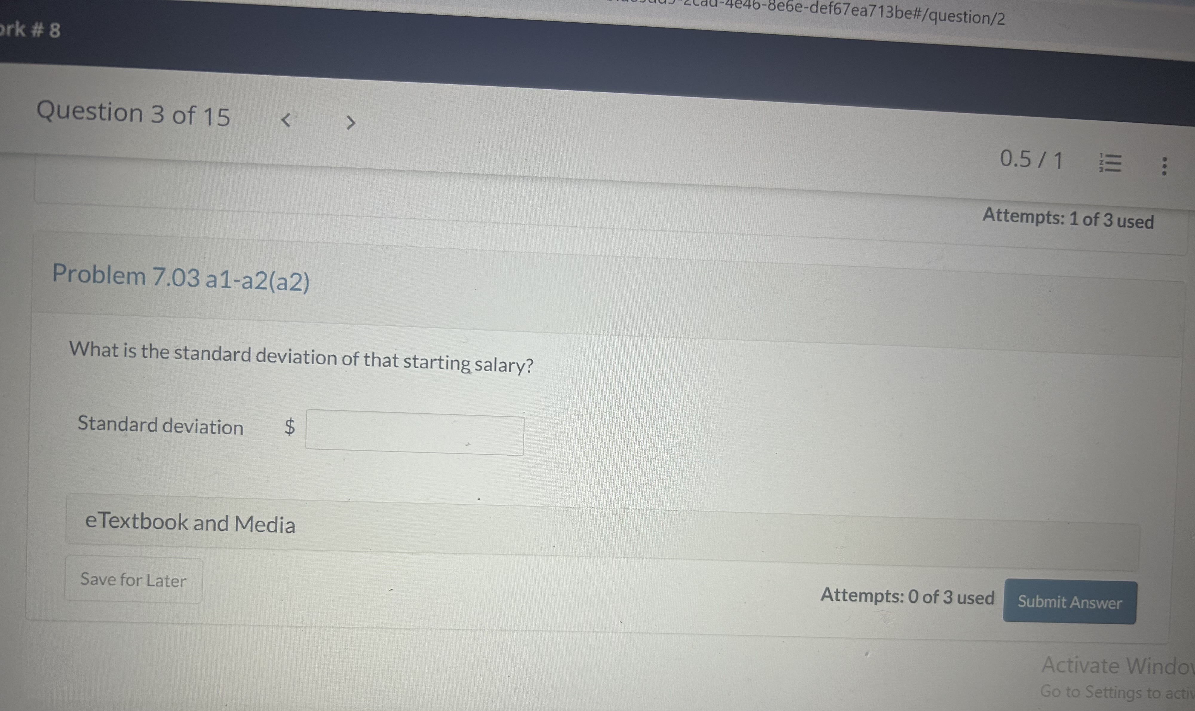 X W Homework # 8 : Schaterika Mat X WP Question 3