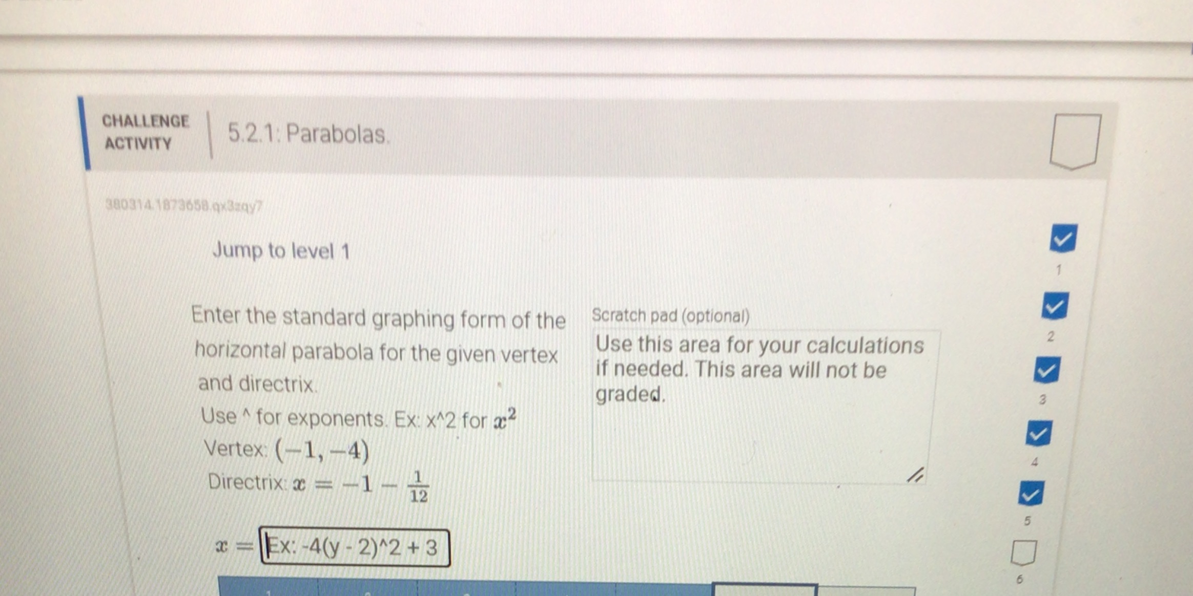 CHALLENGE ACTIVITY 5.2.1: Parabolas 380314