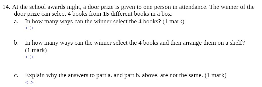 14. At the school awards night, a door prize is
