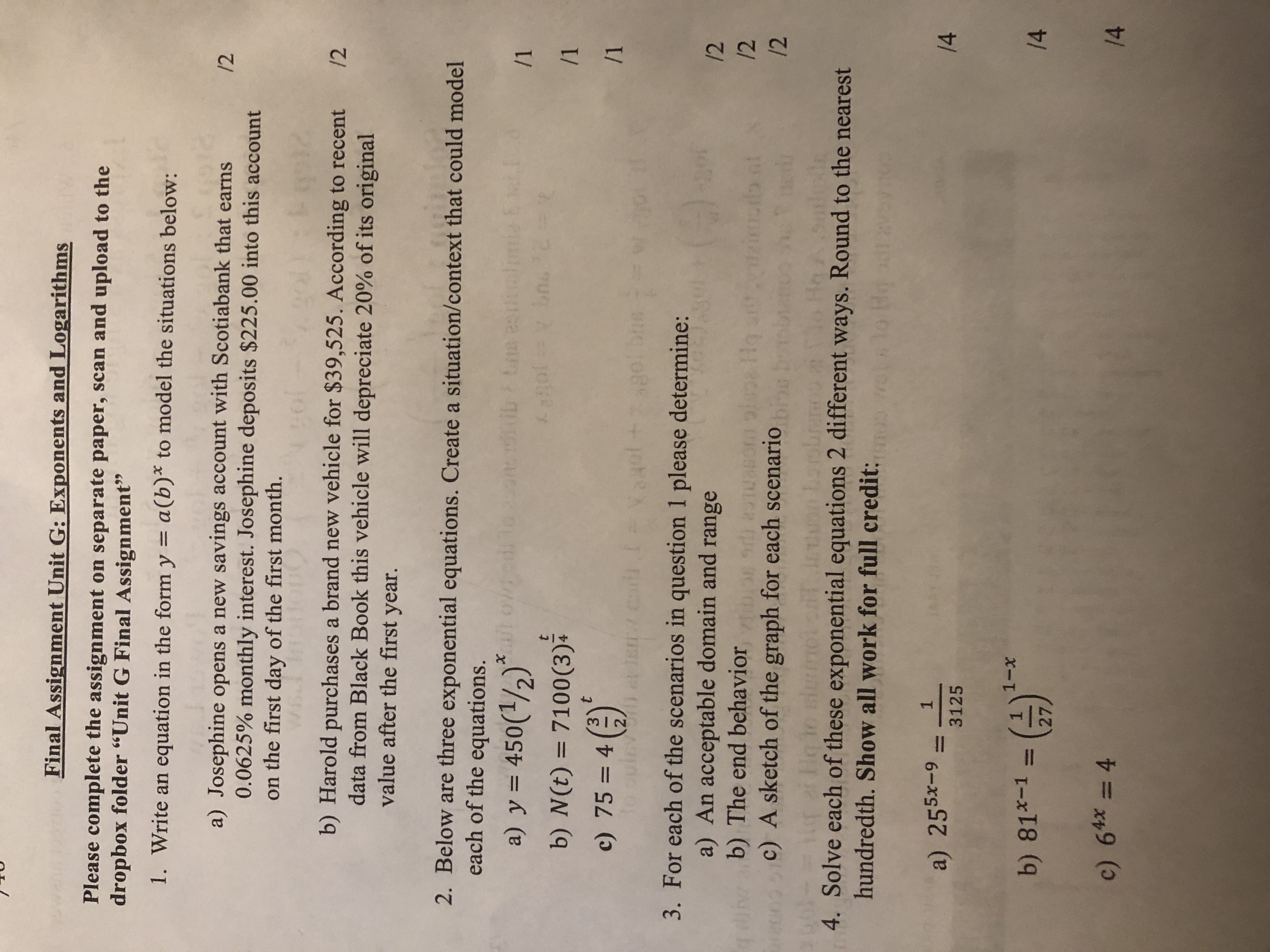Question 2. Create a situation/context that could