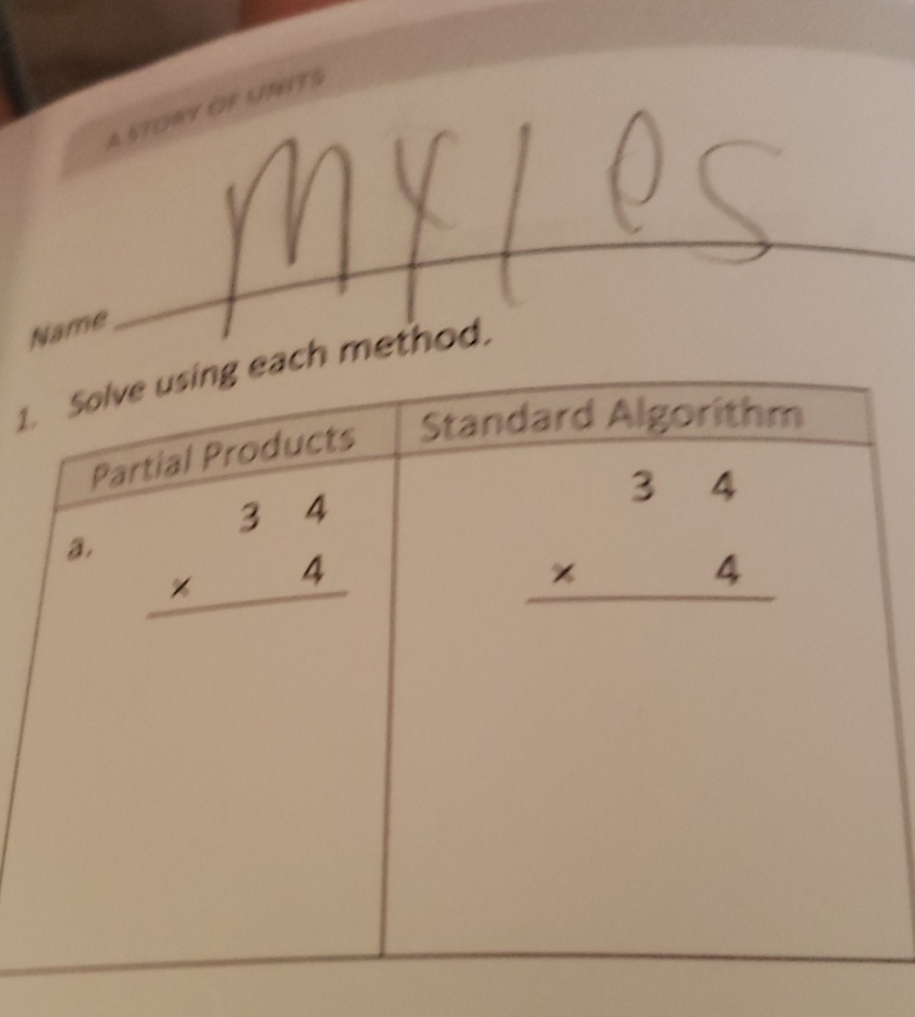 partial products and standard algorithms A STORY