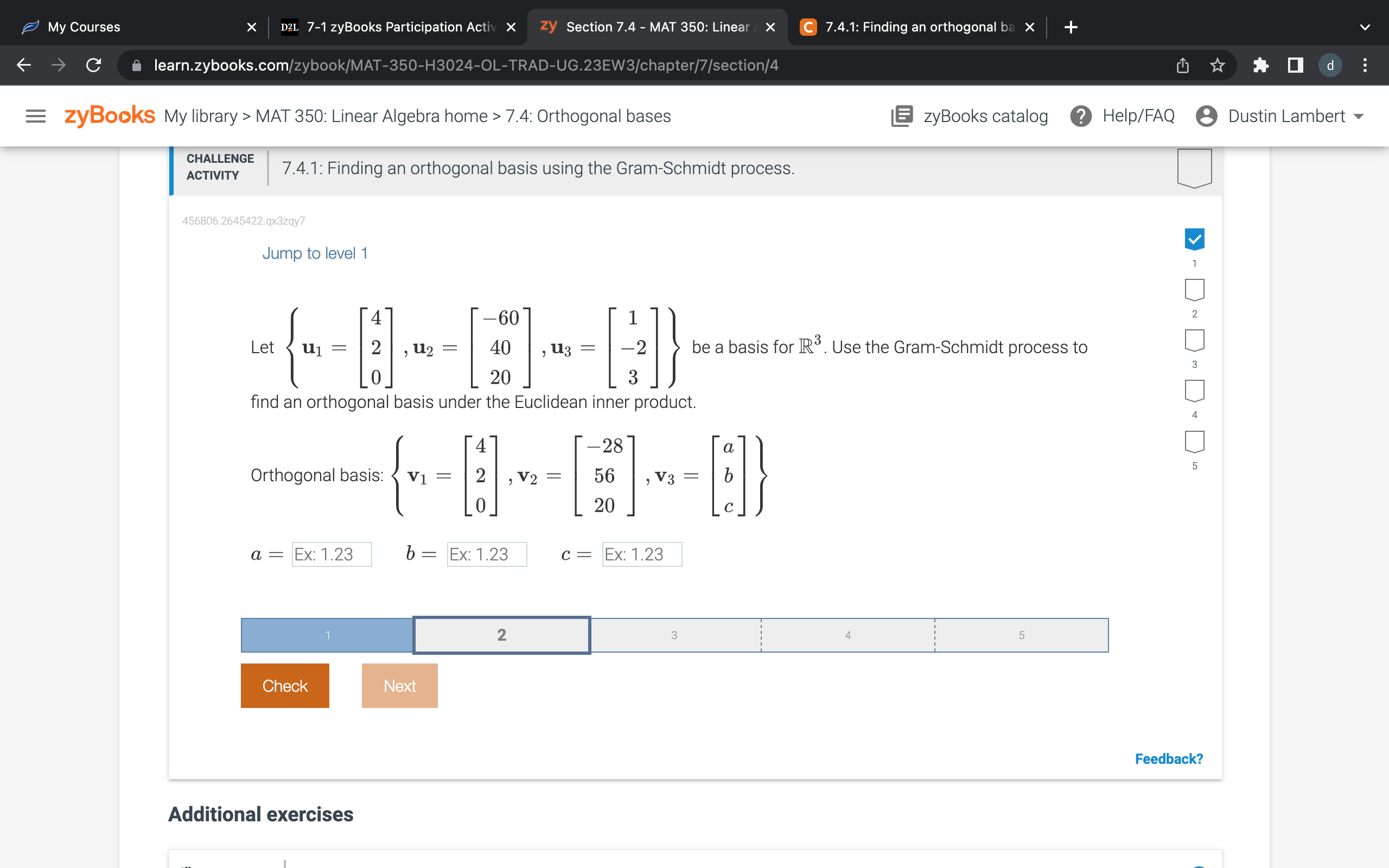 My Courses X D2L 7-1 zyBooks Participation Activ