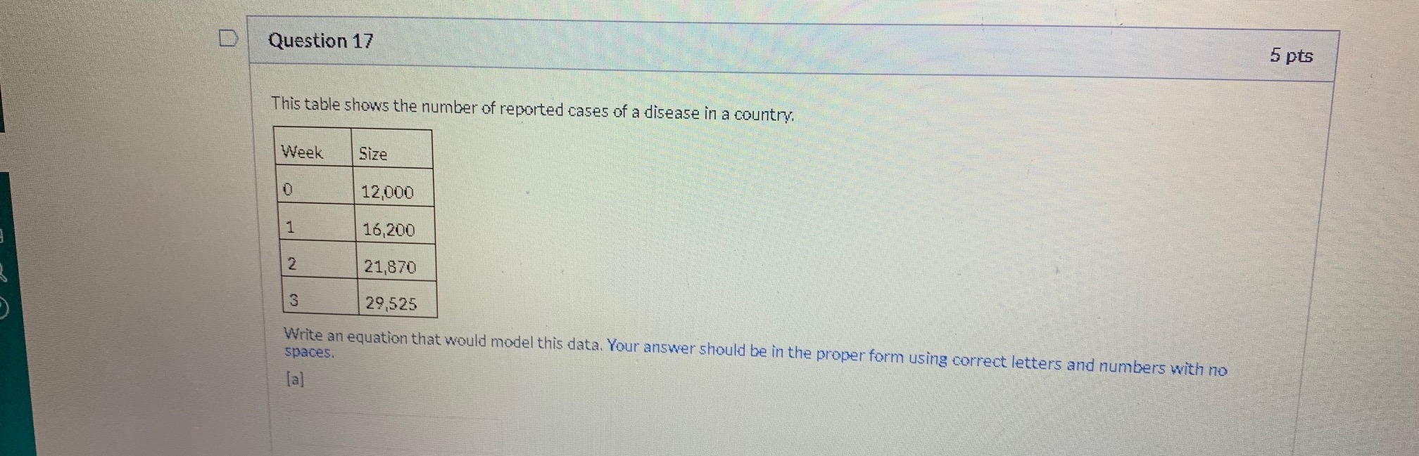 please provide formula D Question 17 5 pts This