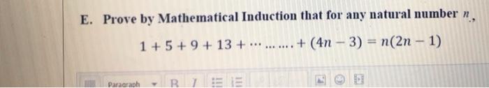 Need help.. E. Prove by Mathematical Induction