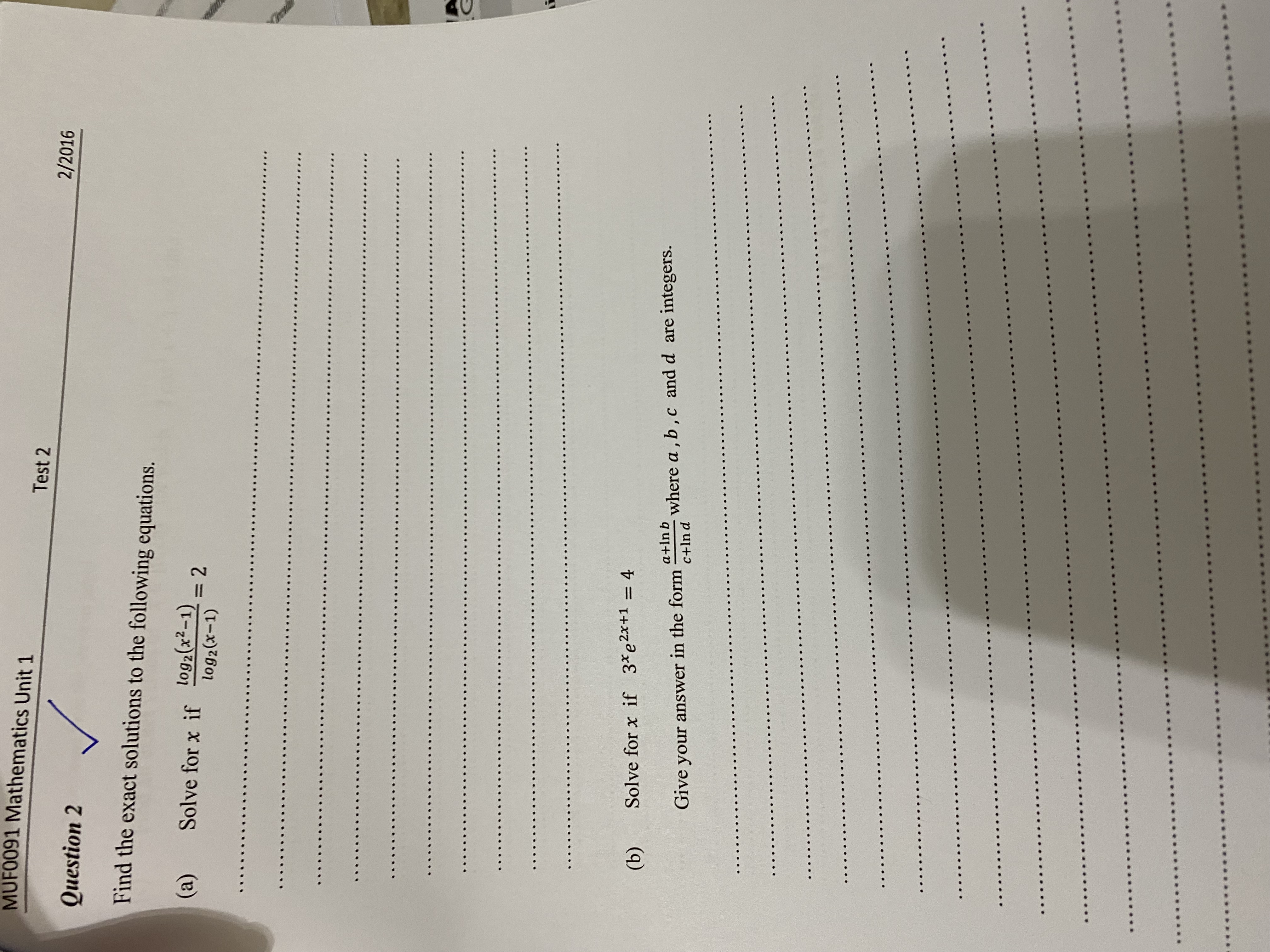 athematics Unit 1 - Test 2 January-June 2017