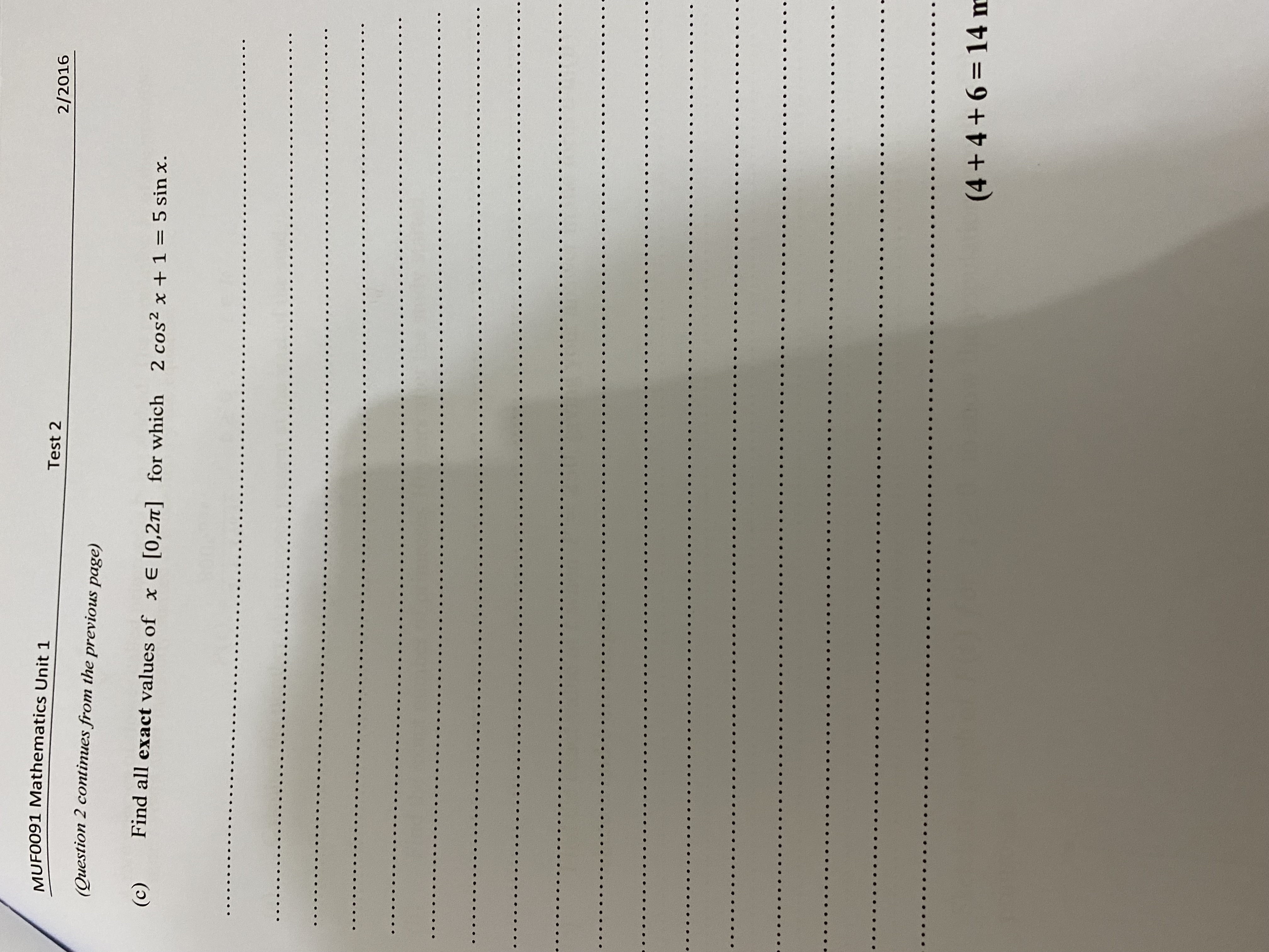 athematics Unit 1 - Test 2 January-June 2017