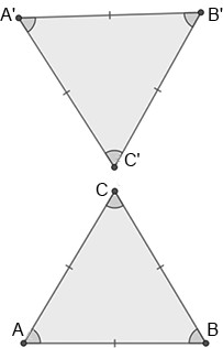 Based on the markings of the two triangles, what
