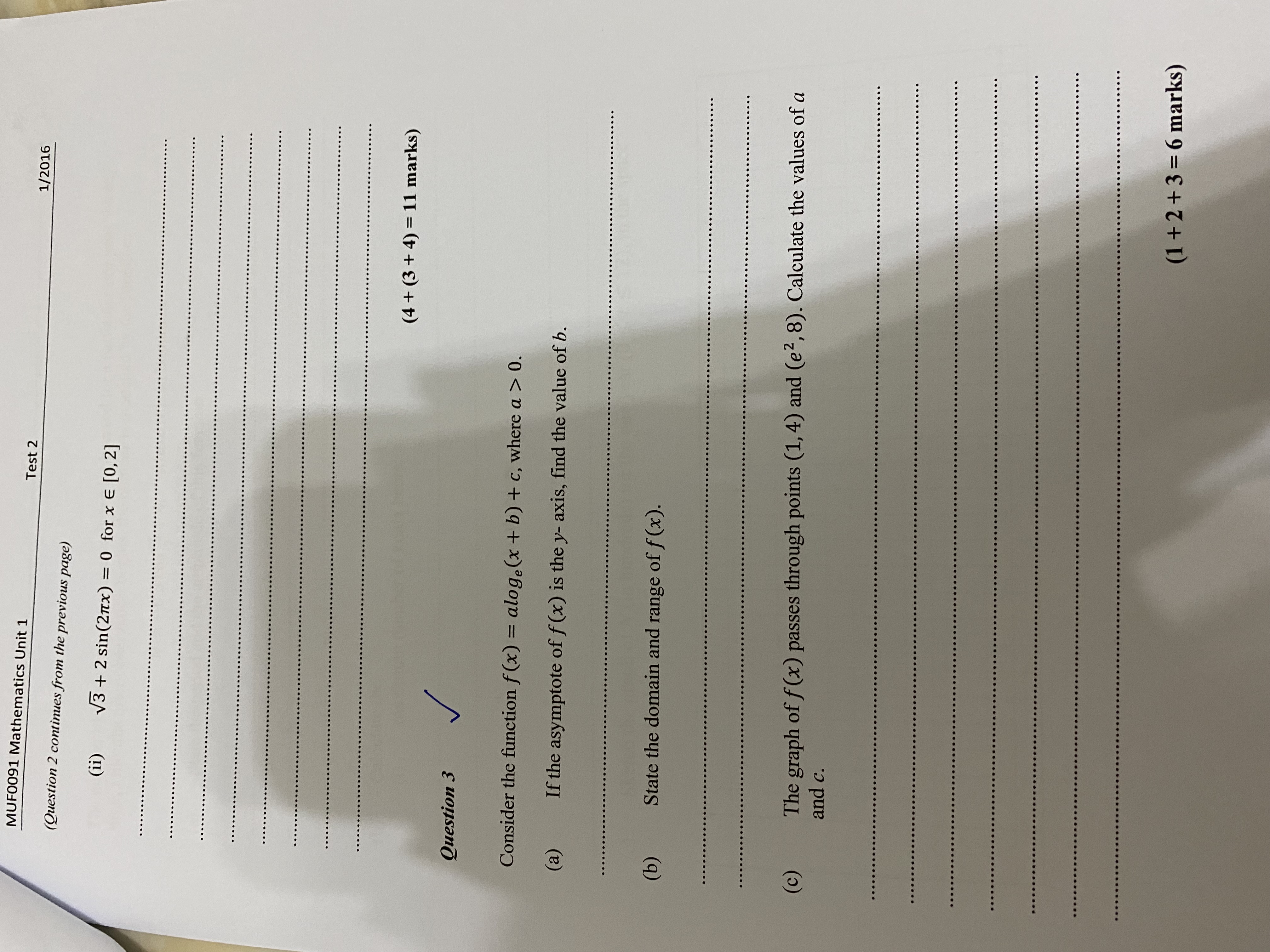 athematics Unit 1 - Test 2 January-June 2017