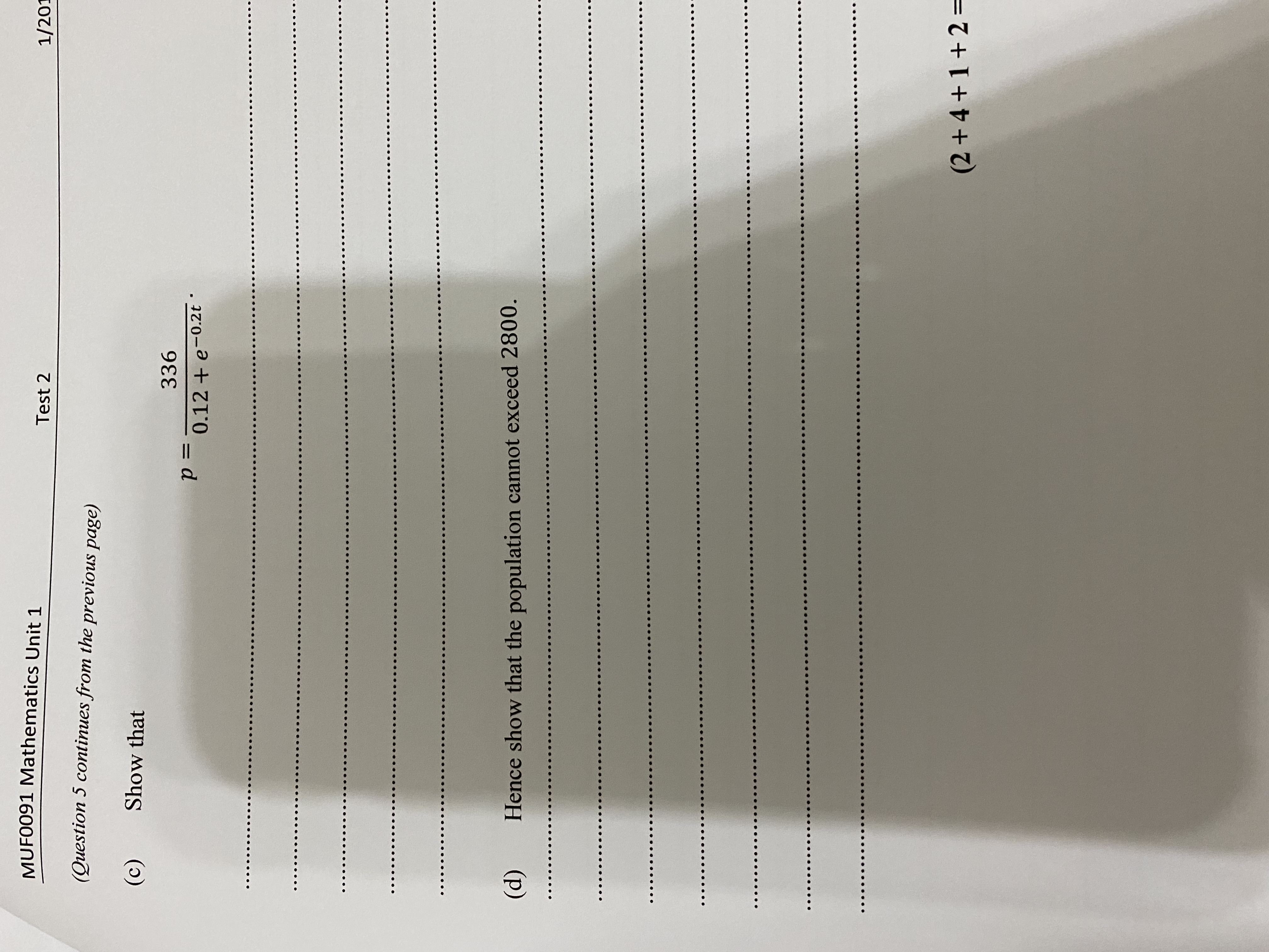 athematics Unit 1 - Test 2 January-June 2017