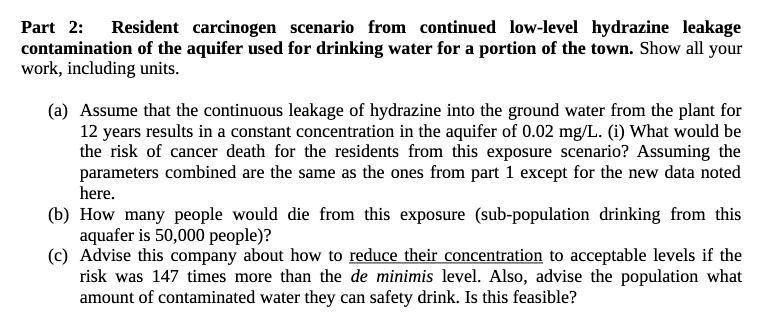 Part 2: Resident carcinogen scenario from