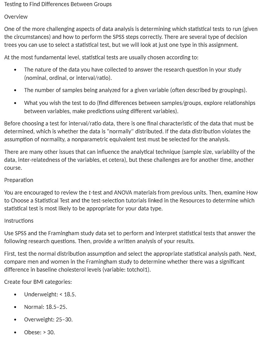 Testing to Find Differences Between Groups