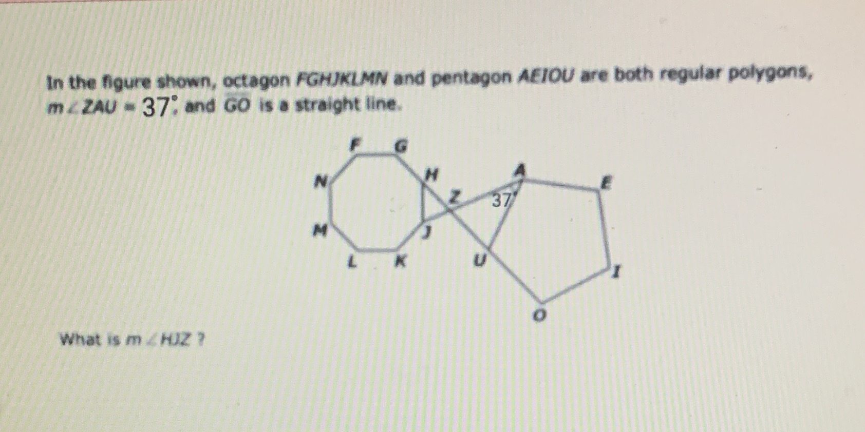 In the figure shown, octagon FGHJKLMN and