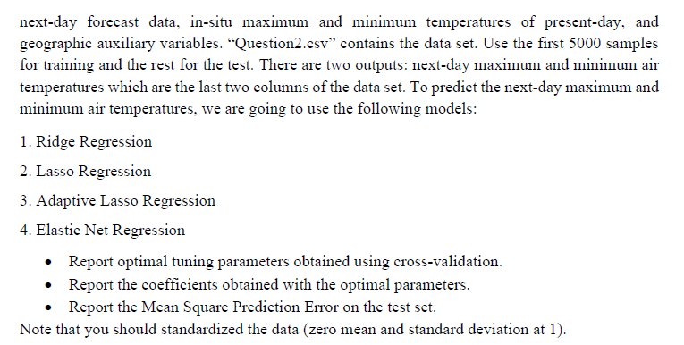 Question 1 A Forecasts of maximum and minimum air