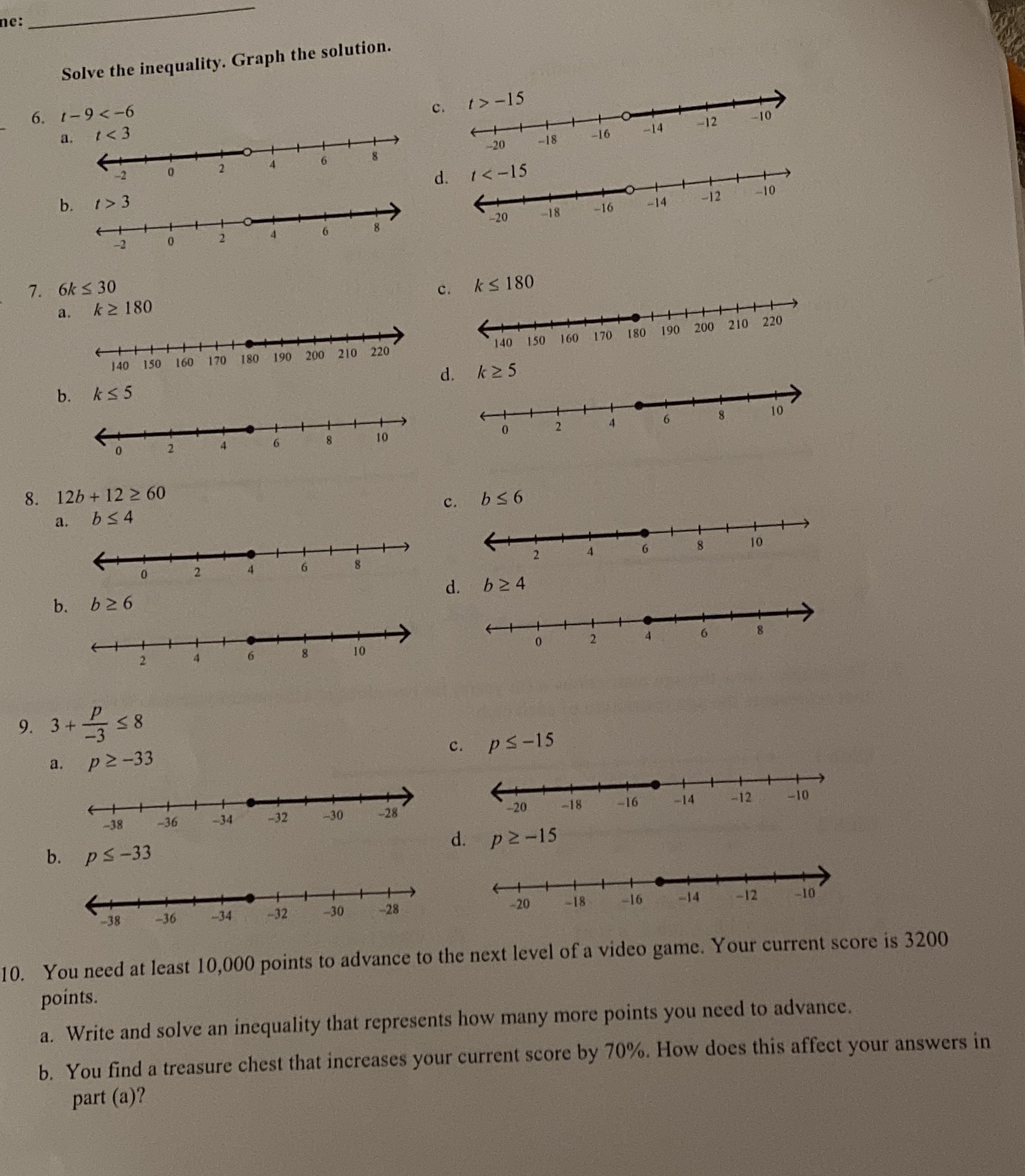 ne: Solve the inequality. Graph the solution. 6.