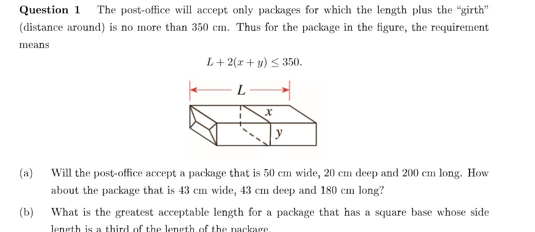 Question 1 The post-office will accept only