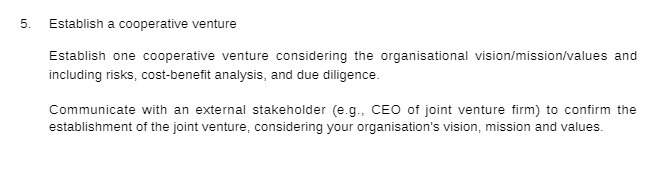 5. Establish a cooperative venture Establish one