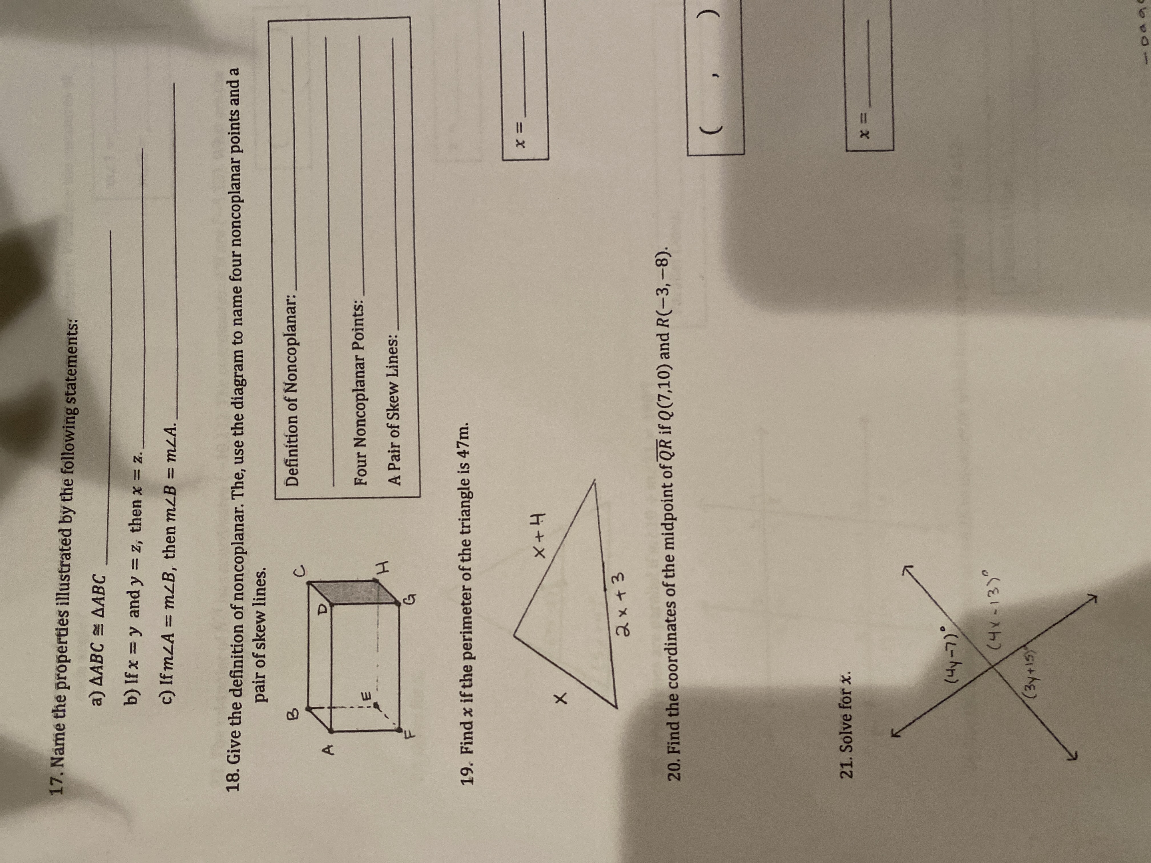 Please help with these questions. 17. Name the