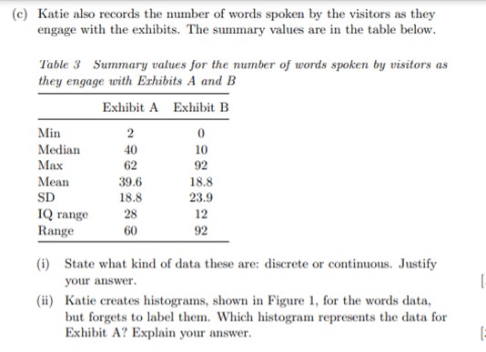 MU123 Maths Questions (a) (i) Find the summary