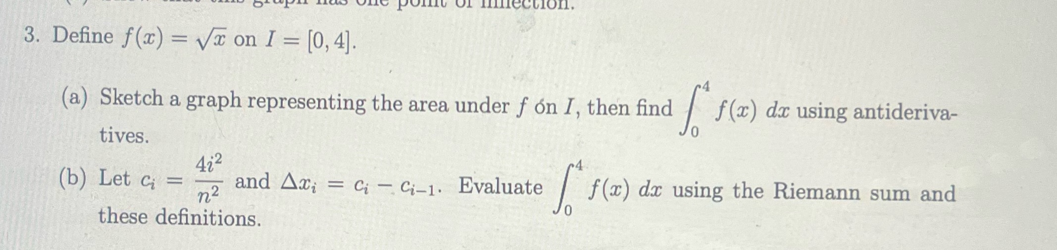 Hillection. 3. Define f(x) = Vx on I = [0, 4]. ~4