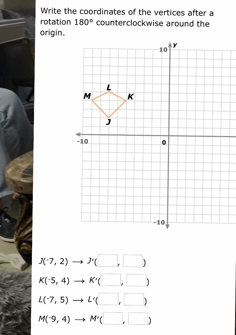 Write the coordinates of the vertices after a