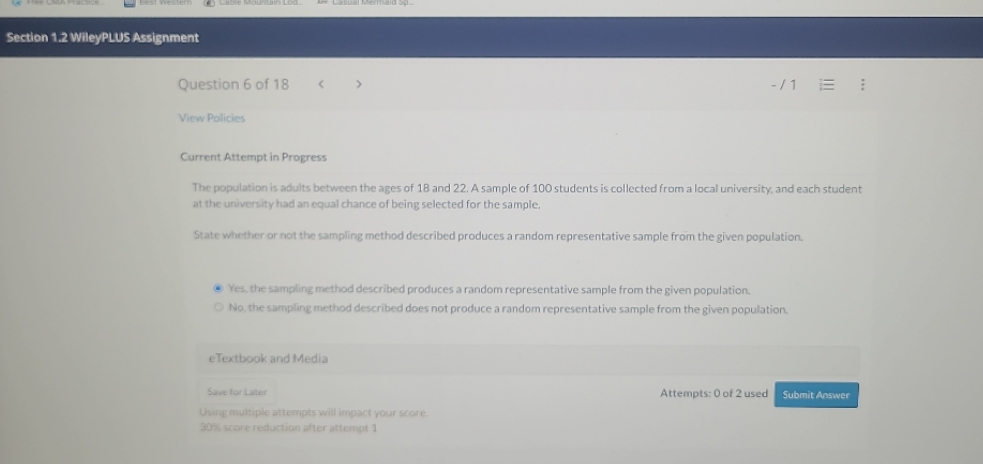 Section 1.2 WileyPLUS Assignment Question 6 of 18