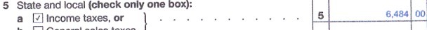 5 State and local (check only one box): a Income