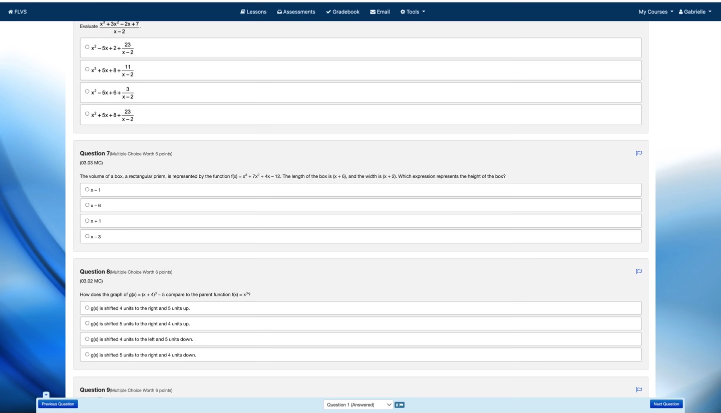 # FLVS Lessons @ Assessments Gradebook Email