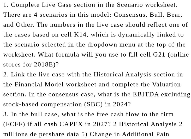 1. Complete Live Case section in the Scenario