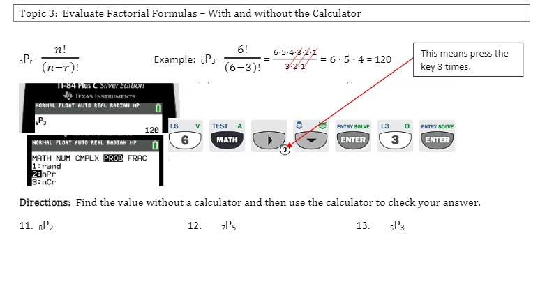 Topic 3: Evaluate Factorial Formulas 1E.I"I.Tith