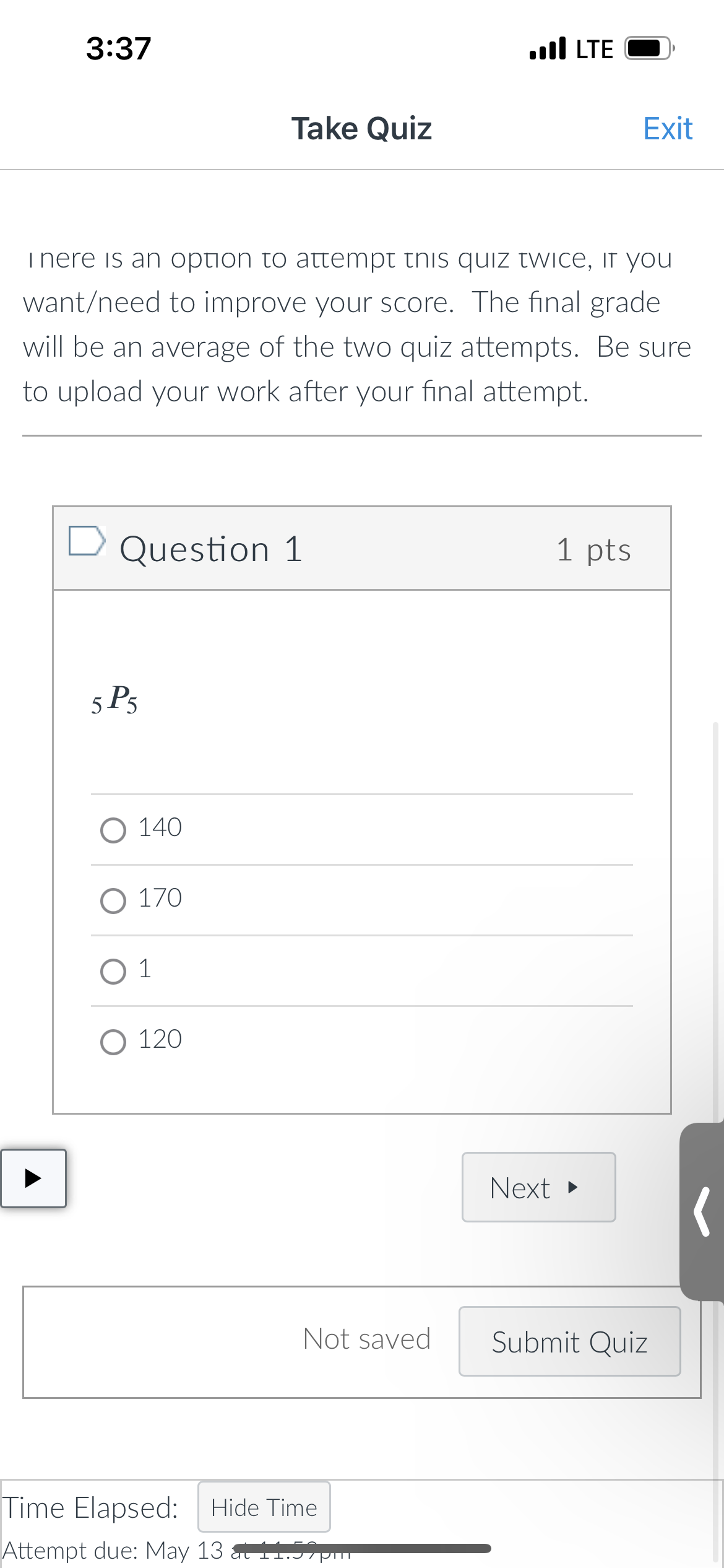 3:37 .Oil LTE D Take Quiz Exit I here is an
