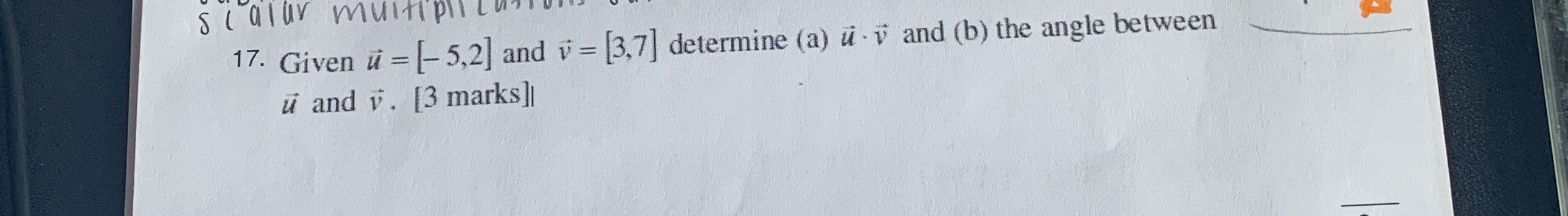 Grade 12 vectors scalar multiplica 17. Given u =