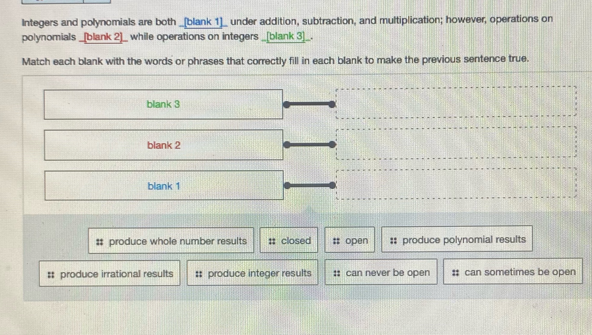 Integers and polynomials are both _[blank 1].