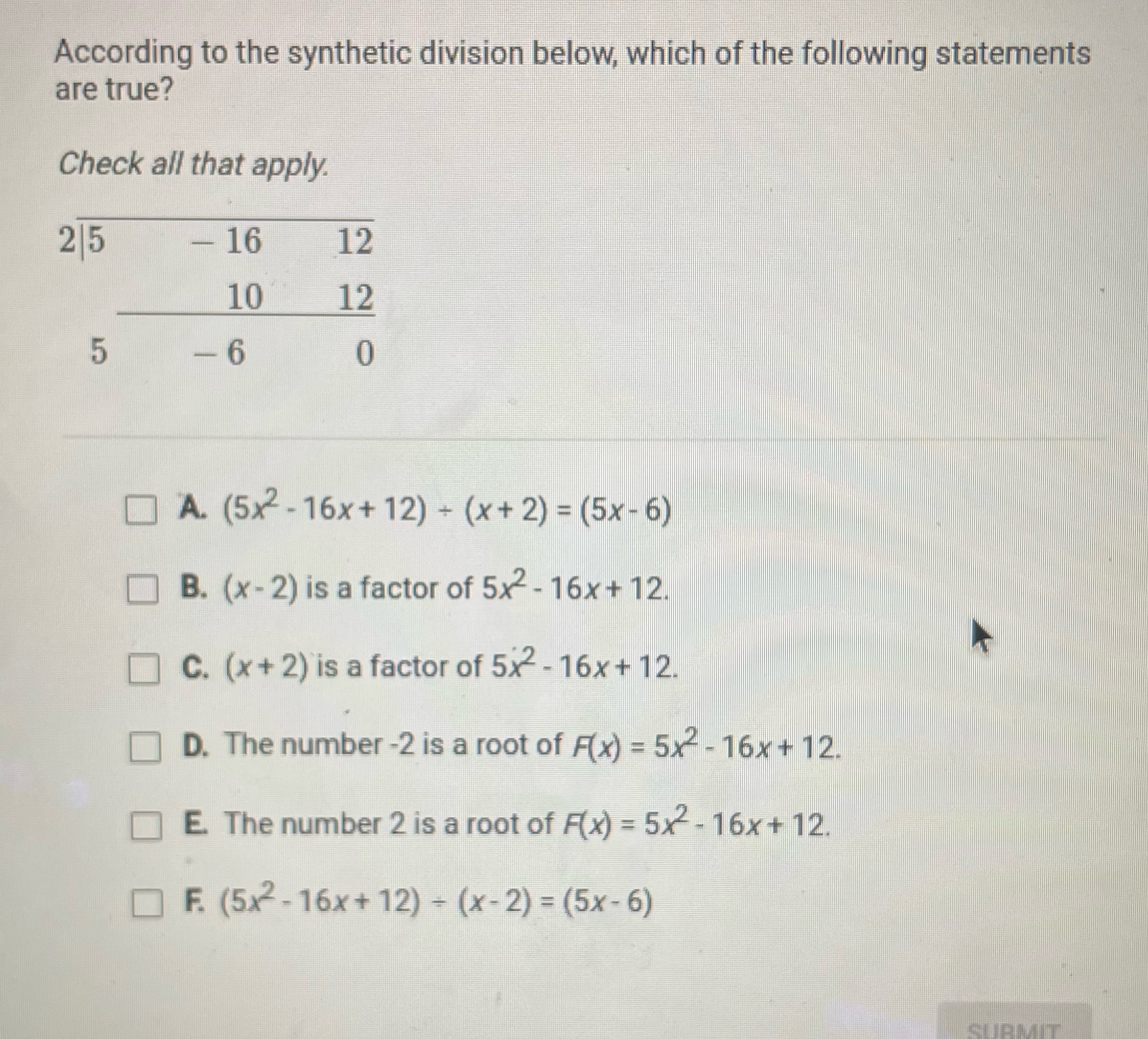 help? please:( According to the synthetic