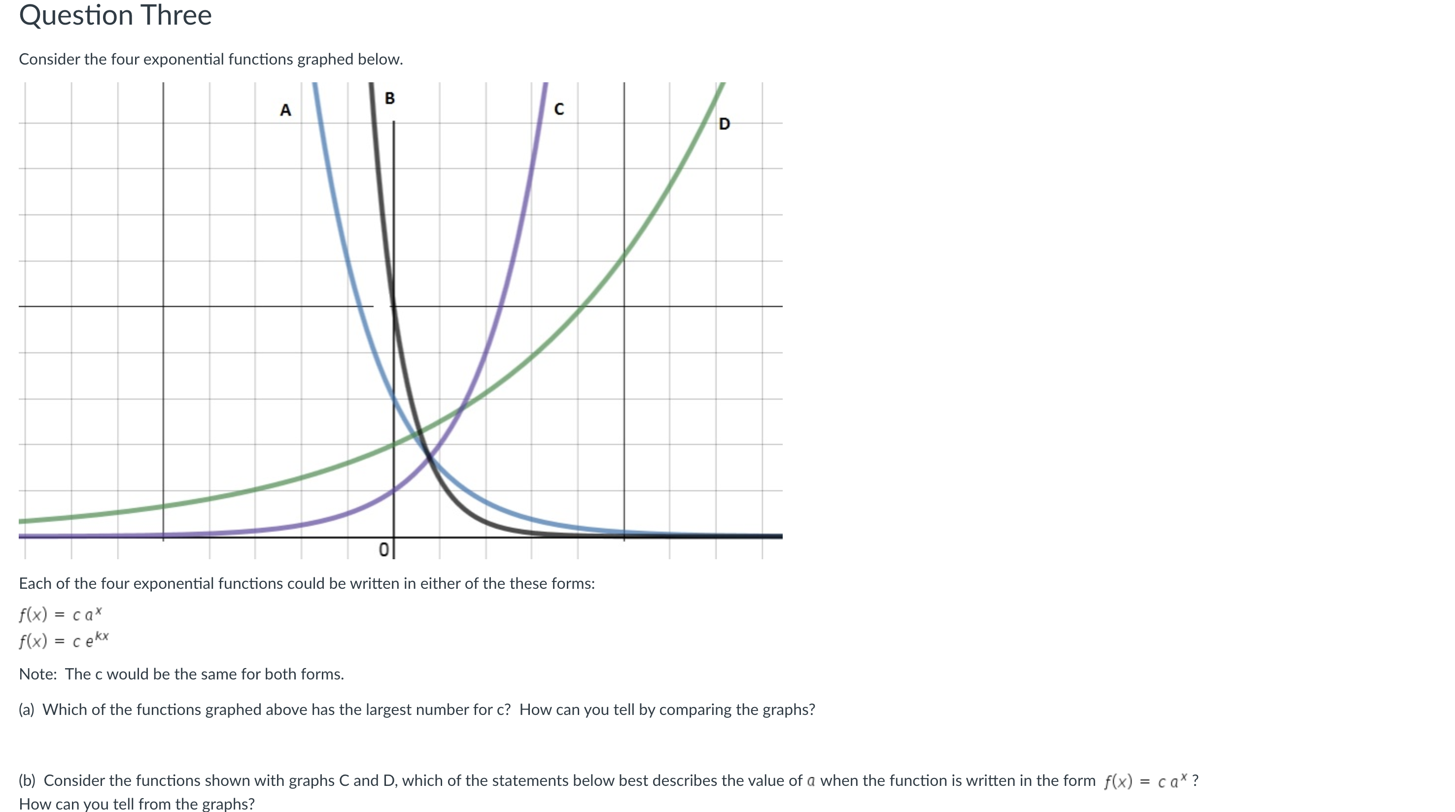 Question One Consider the exponential function
