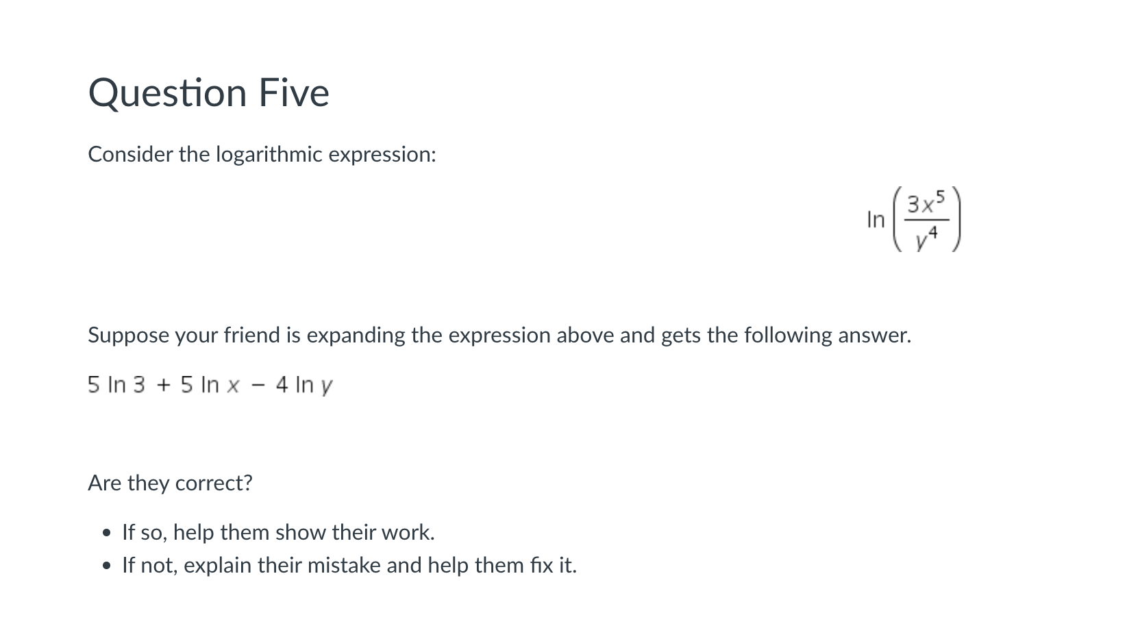 Question One Consider the exponential function
