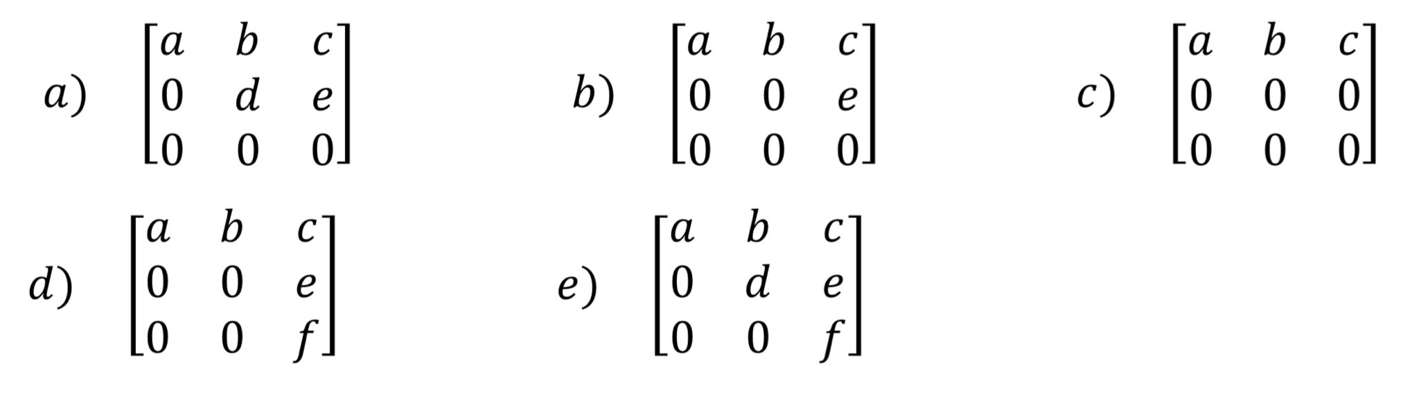 Among the following augmented matrices, choose