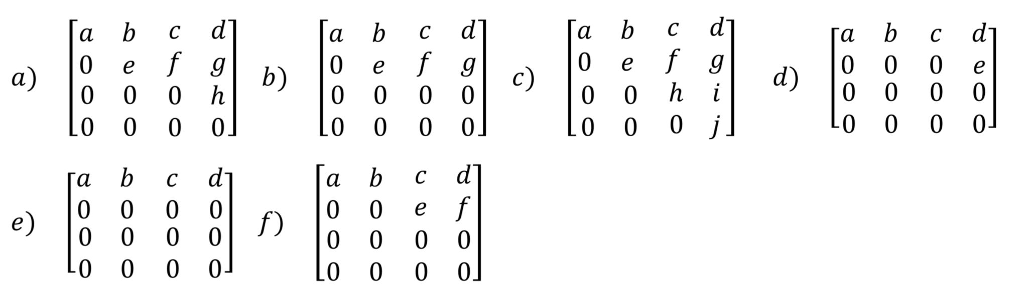 Among the following augmented matrices, choose