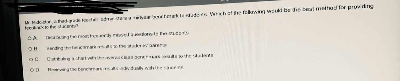 Mr. Middleton, a third-grade teacher, administers