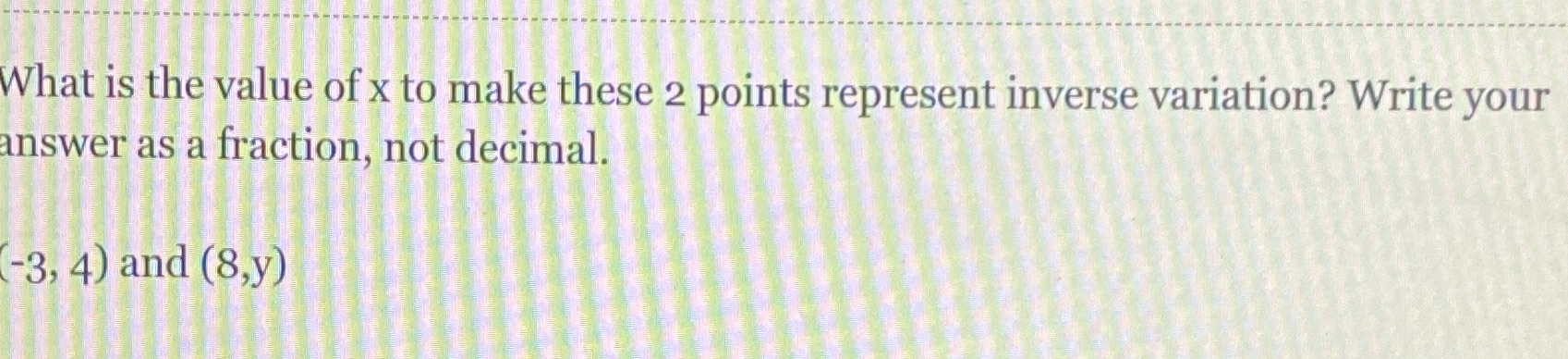 What is the value of x to make these 2 points