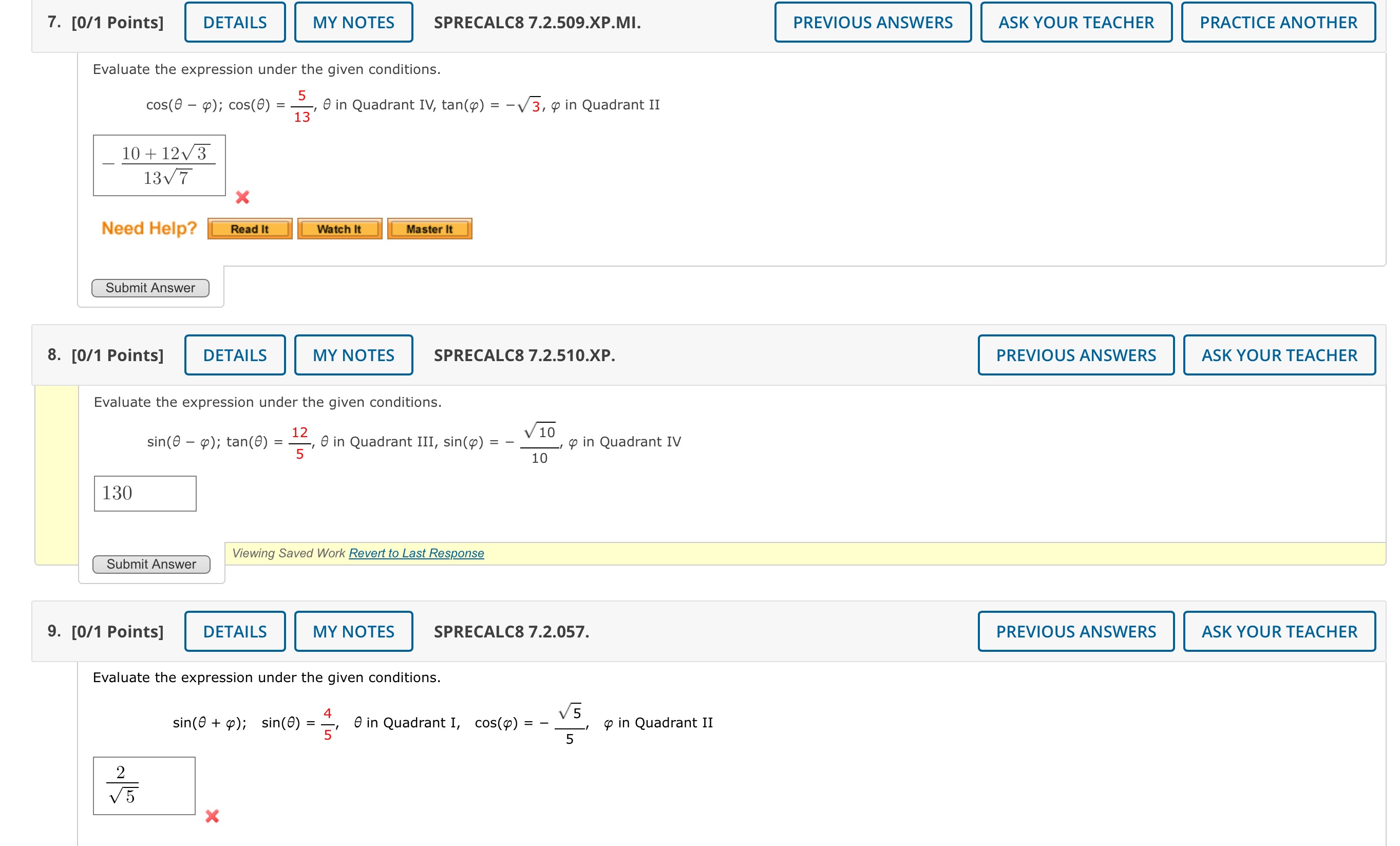 7. [0/1 Points] DETAILS MY NOTES SPRECALCS8
