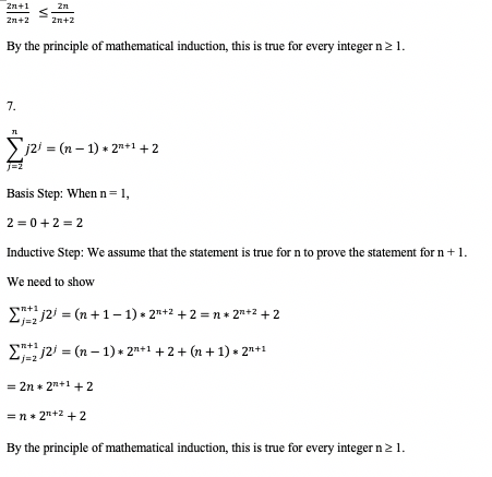 I solved three mathematical induction questions.