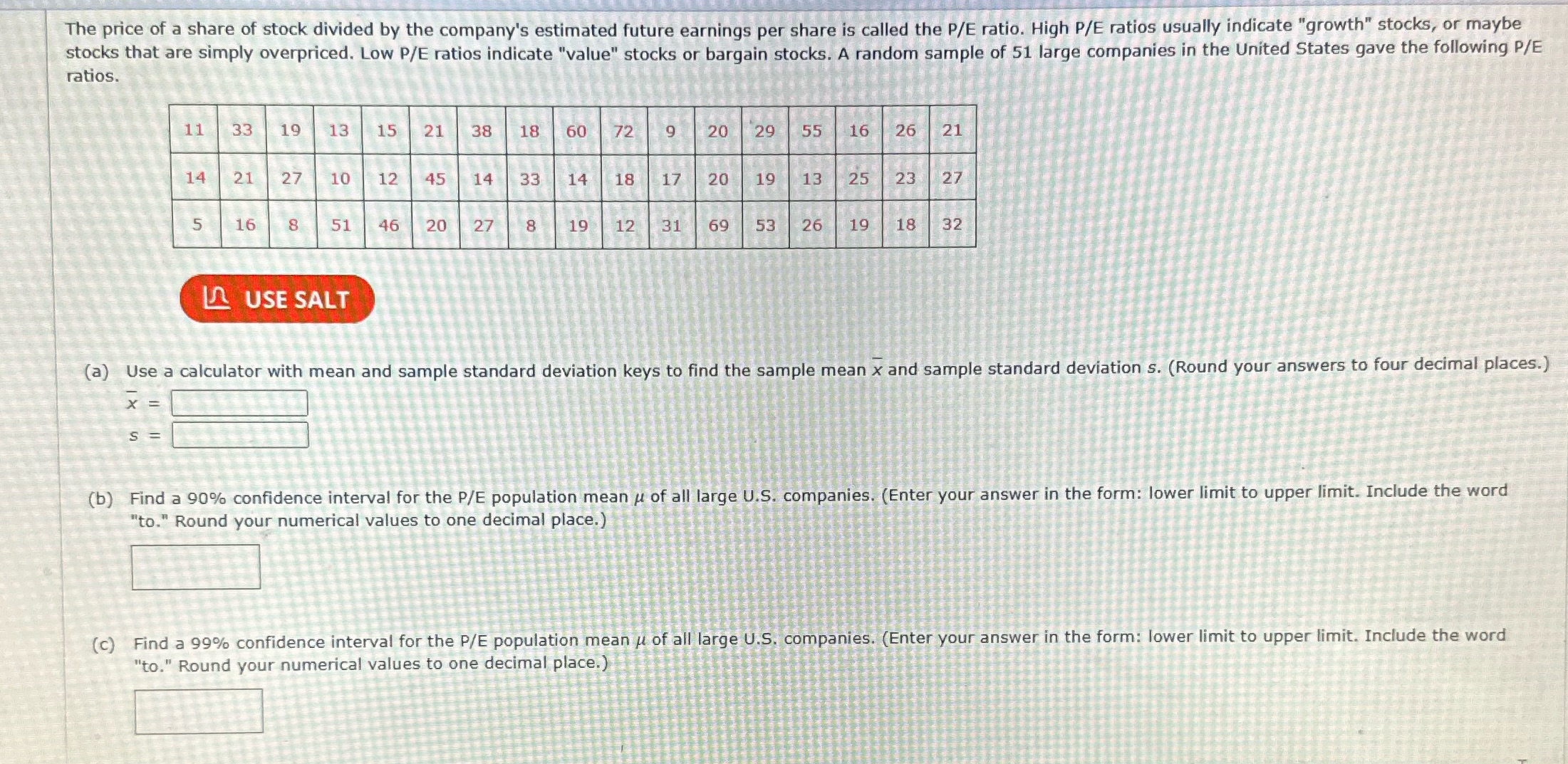 Statistics The price of a share of stock divided