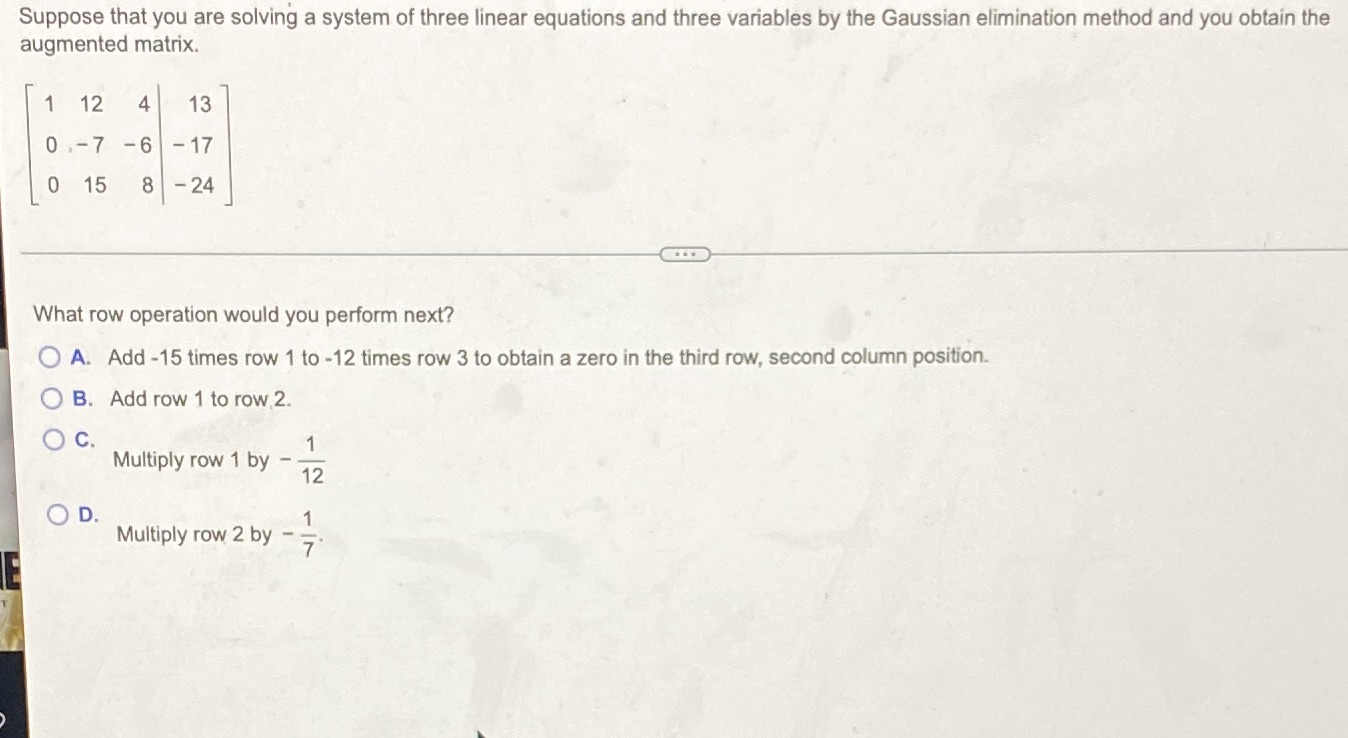 Suppose that you are solving a system of three