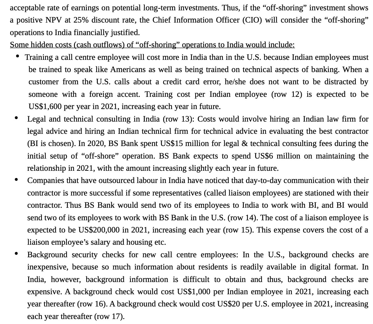 acceptable rate of earnings on potential