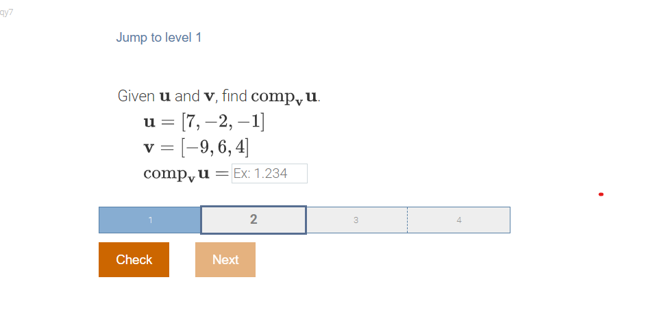 qy7 Jump to level 1 Given u and v, find compy u.