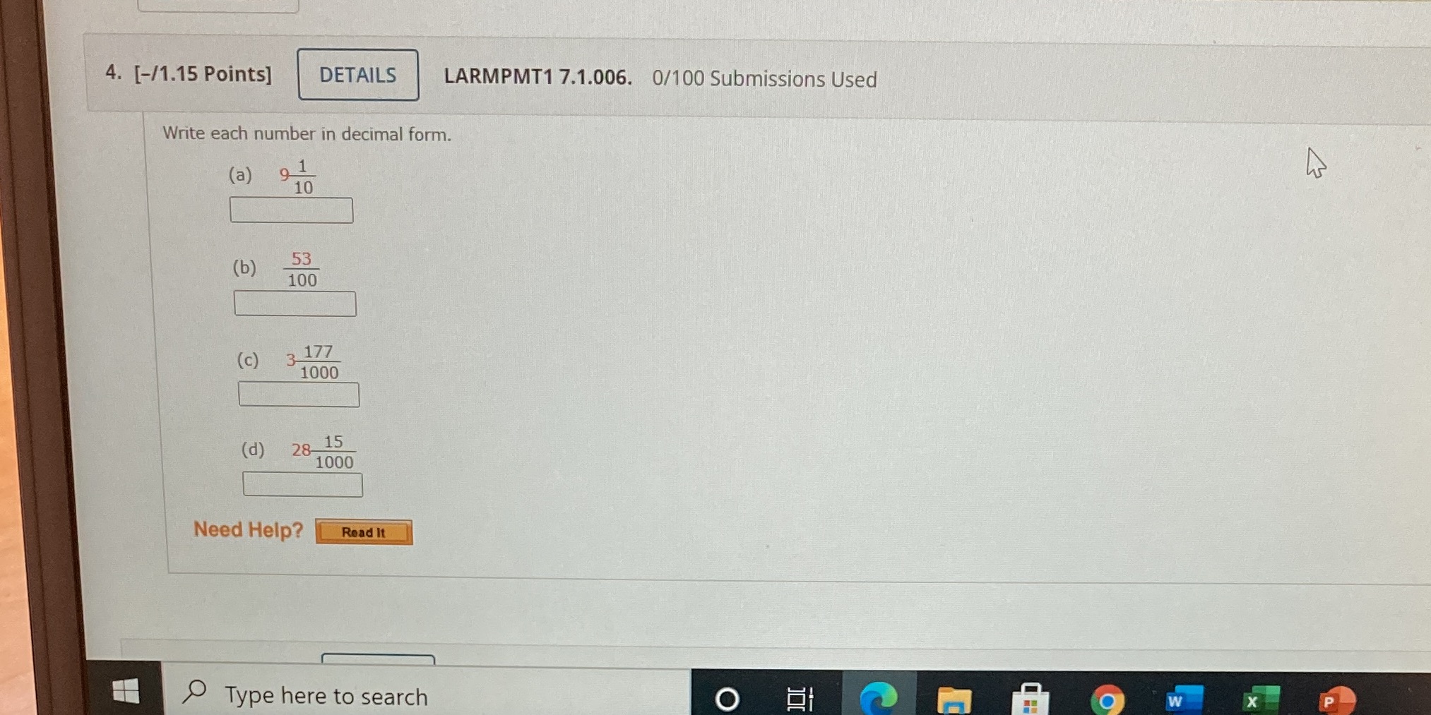 4. [-/1.15 Points] DETAILS LARMPMT1 7.1.006.